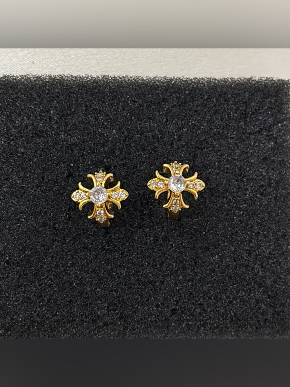 13mm CZ Cross Hoop Earrings for Men Women Streetwear Punk Hip Hop Unisex Earring